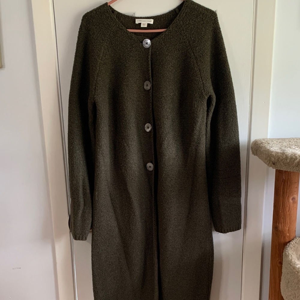 Coldwater Creek Dark Olive Knit Cardigan